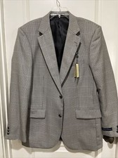 NEW Alan Flusser Sport Coat Blazer Mens Size 42 L Long Houndstooth Made in USA