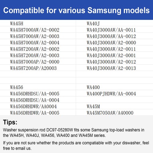 4 Washer Suspension Rod For Samsung WA45N3050AW A4 WA45T3200AW WA45T3400AV WA456 - Picture 10 of 11