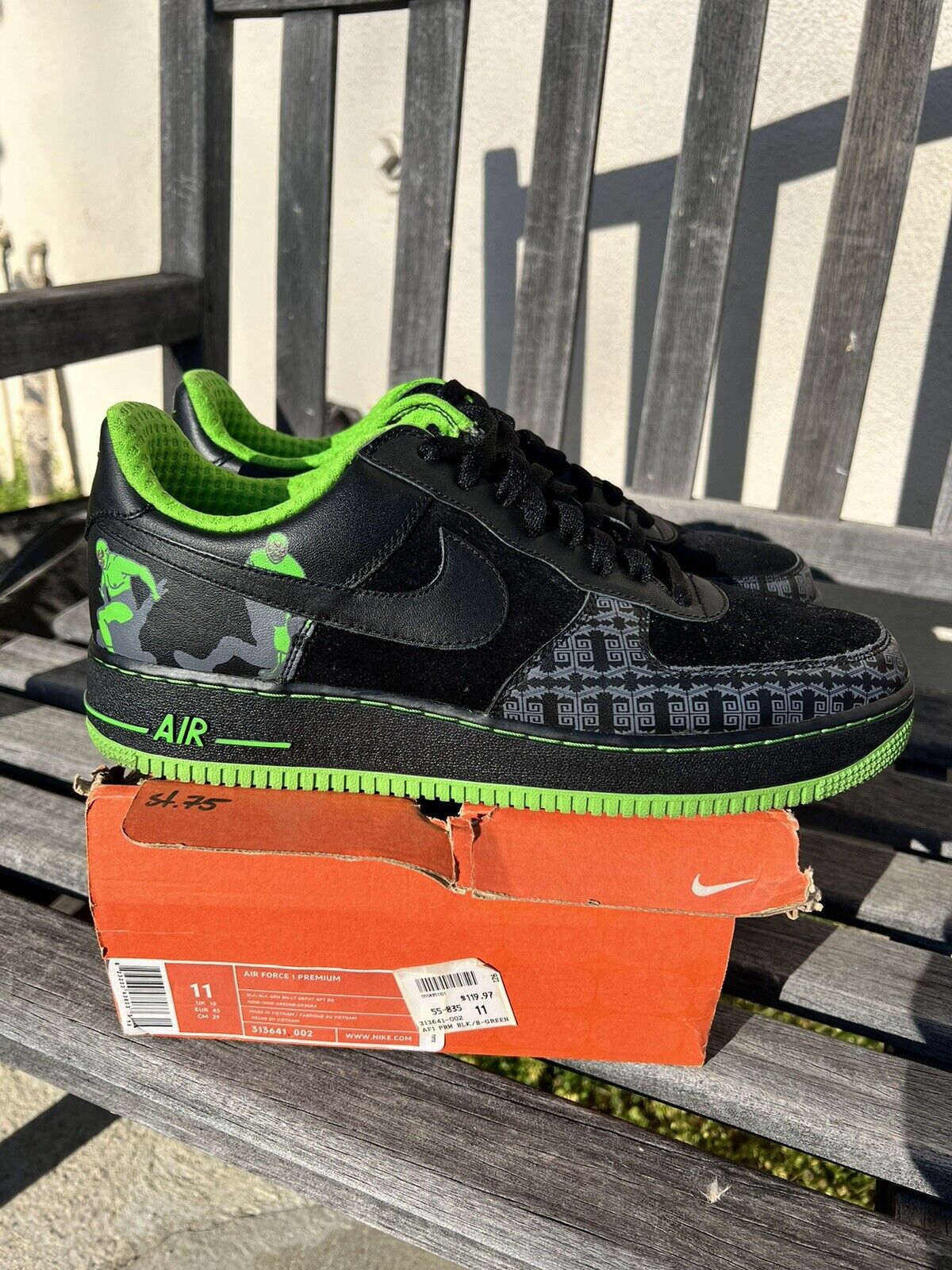 Nike Air Force 1 Premium 07 Nacho Libre Neon green Sz 11 Rare Mexican  wrestler