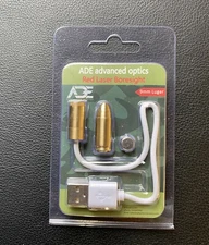 ADE RECHARGEABLE 9mm Pistol/Handgun Bore Sighter Sight Cartridge Red Laser