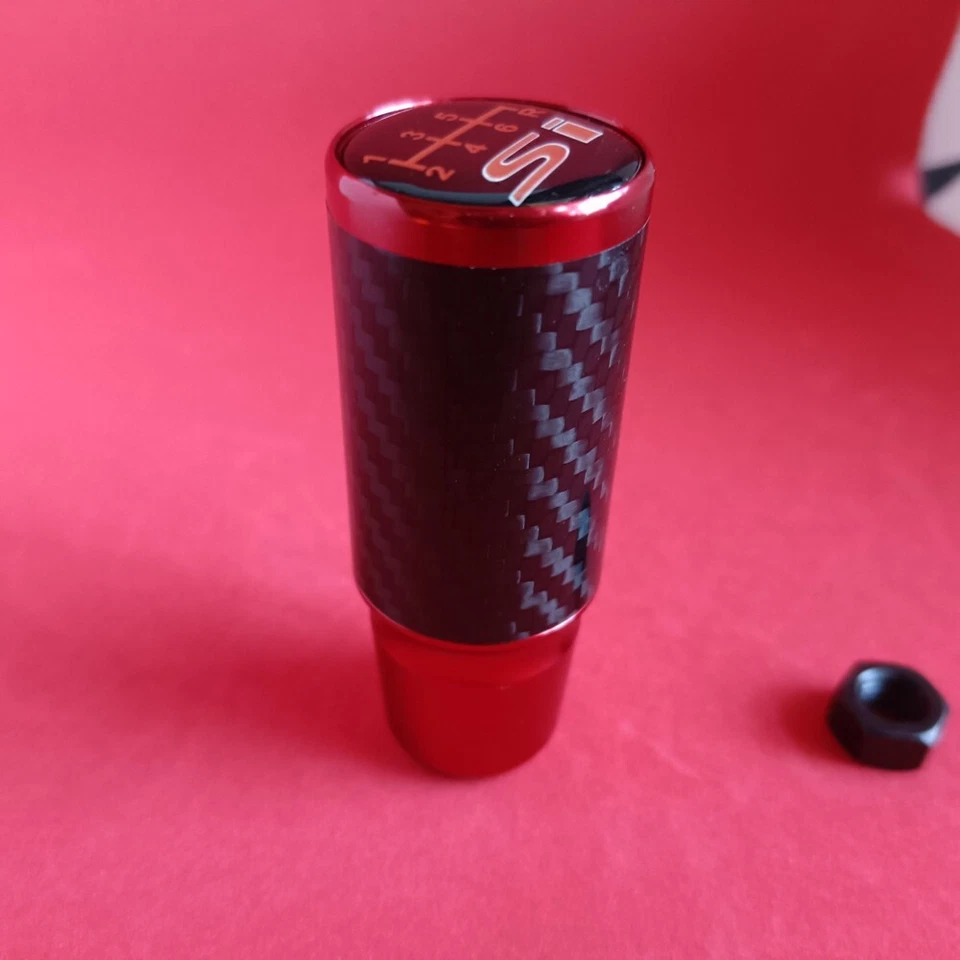 RED CARBON SI 6 JDM STICK SHIFT GEAR KNOB for CIVIC MK8 MK9 MKX FK FG ACCORD FIT - Image 3 of 4