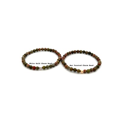 Natürliche Unakit Edelsteine Mini 4mm 18K Gold Charm Perle