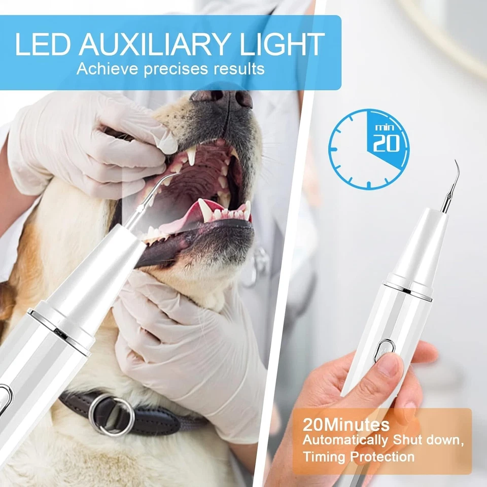 Juego de cepillo de dientes limpiador de dientes ultrasónico removedor de placa para perros mascotas Foto 3 de 4