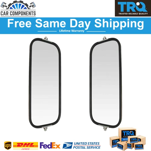 TRQ West Coast Mirror Peaked Back 16x7 Stainless Steel Set For 1950-19 Chevy GMC
