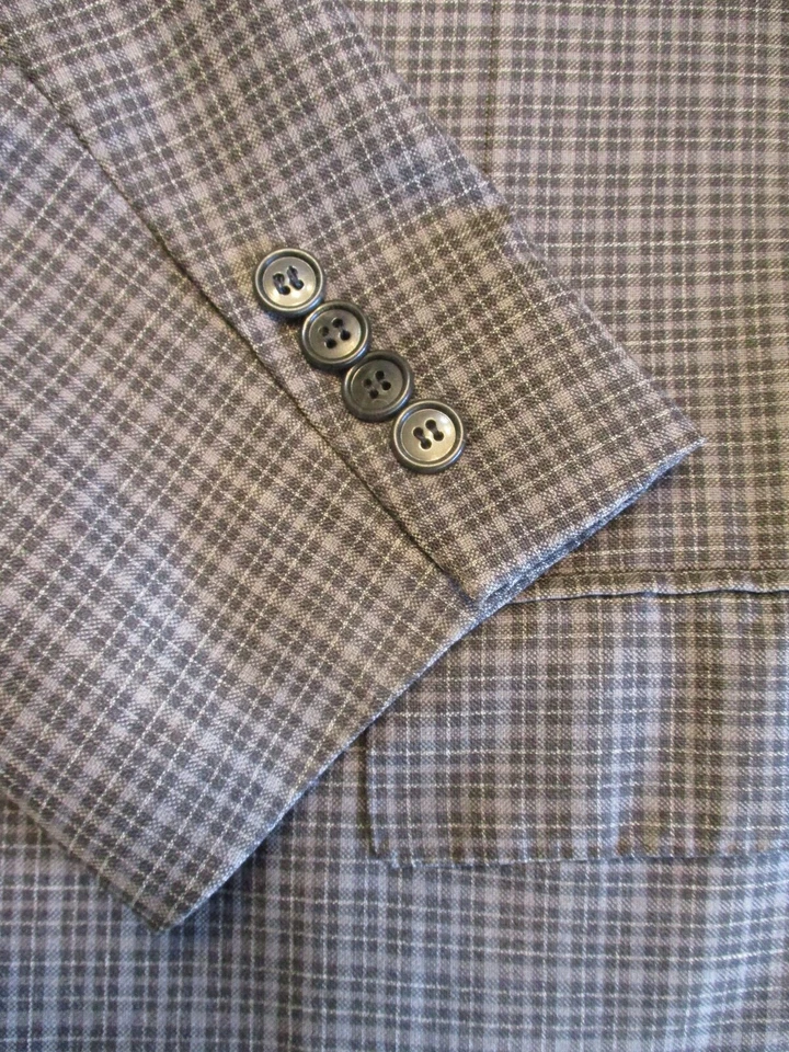 Corneliani gray black tartan plaid extrafine wool blazer coat jacket 54R 42S - Image 3 of 4