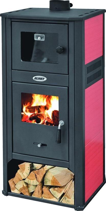 Stufa Acciaio Roma S con Forno Rosso
