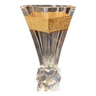MOSER RARE UNITY CRYSTAL CLEAR 6 PANELED POLISH 5 1/2 INCH 24K GOLD VASE VINTAGE