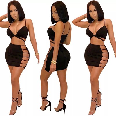 Womens Bodycon Two Piece Crop Tops Skirt Set Ladies Bandage Fashion Women Bodycon Skirt off 