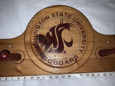 WSU COAT RACK Hook WOODEN MAN CAVE WASHINGTON STATE COUGARS Wazzu