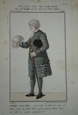 COLOR ENGRAVING COSTUME THEATER FASHION MARTINET EMPIRE MAN GIRAFFE ANIMALS 1810