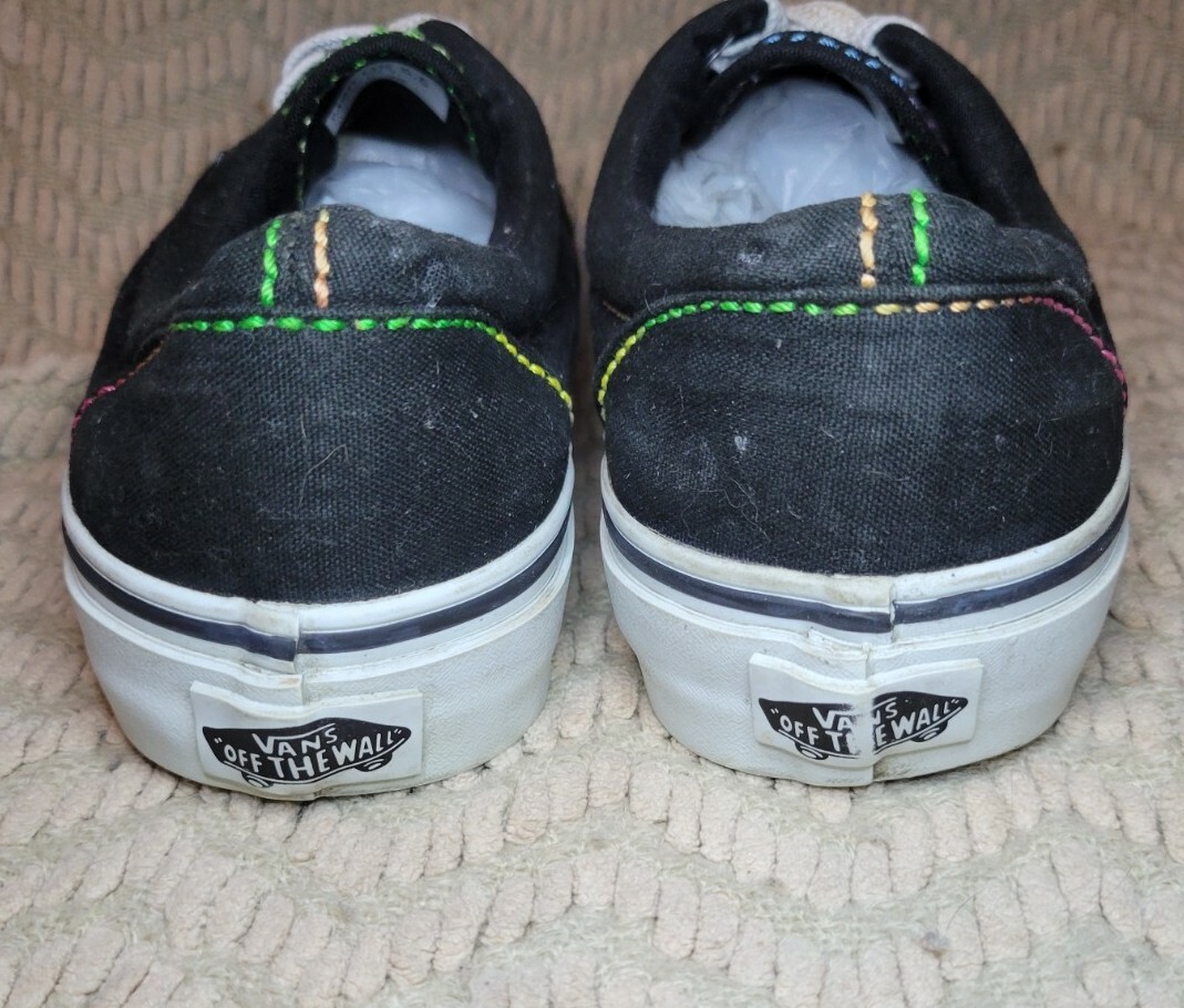 Black vans with rainbow stitching Clearance