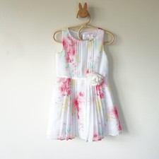 Janie and Jack Rose Floral Print Special Occasion Chiffon Dress White Pink Sz 2T