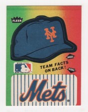 1984 FLEER BASEBALL TEAM HAT & NAME LOGO STICKER NEW YORK METS