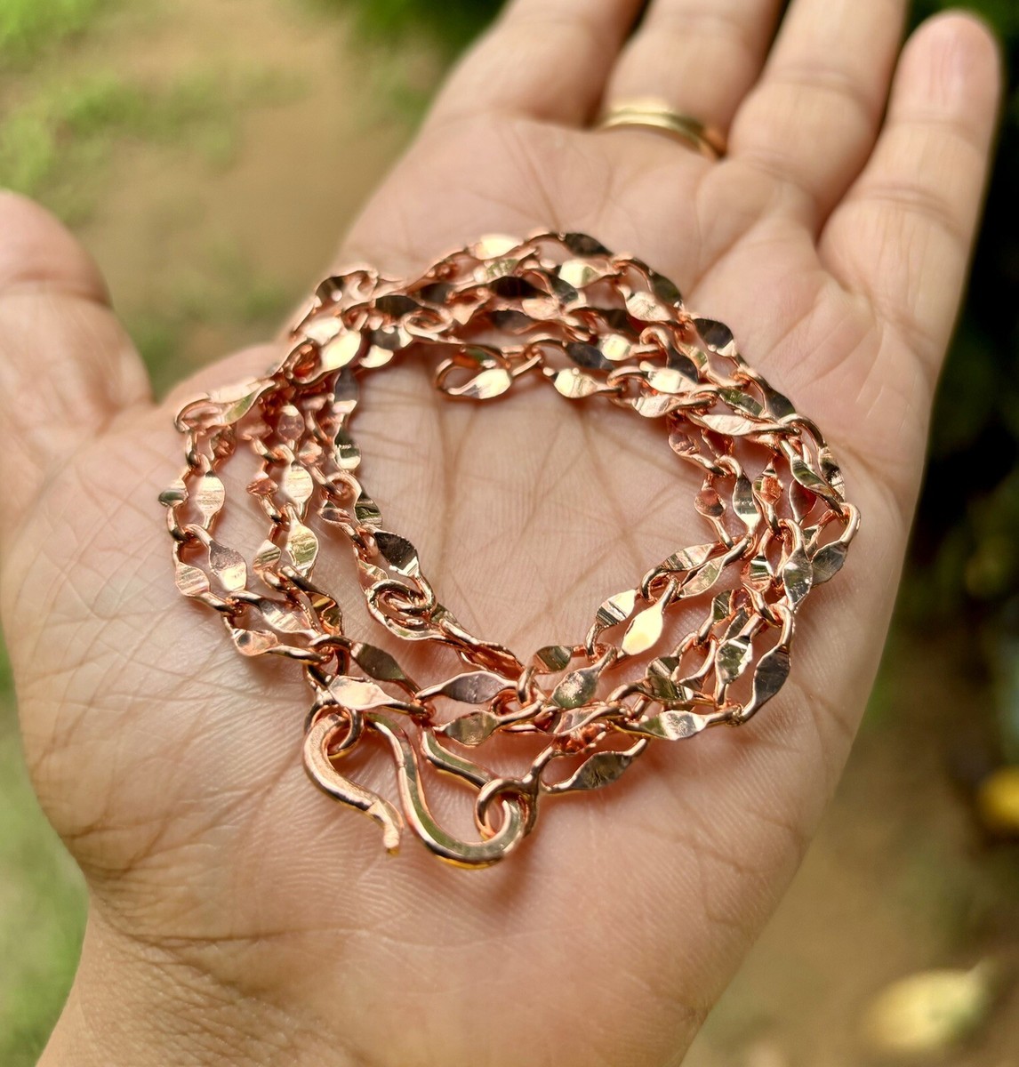 24 inch Pure Concave Link Chain Necklace, Healing Copper Jewelry