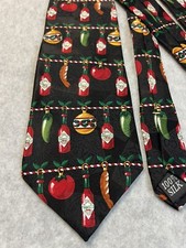 Tabasco Brand Hot Pepper Bottle Christmas Ornament Theme Silk Tie Made in USA