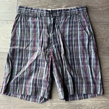 Vintage Polo Ralph Lauren Shorts Mens 32 Gray Chino Plaid Madras Golf Casual