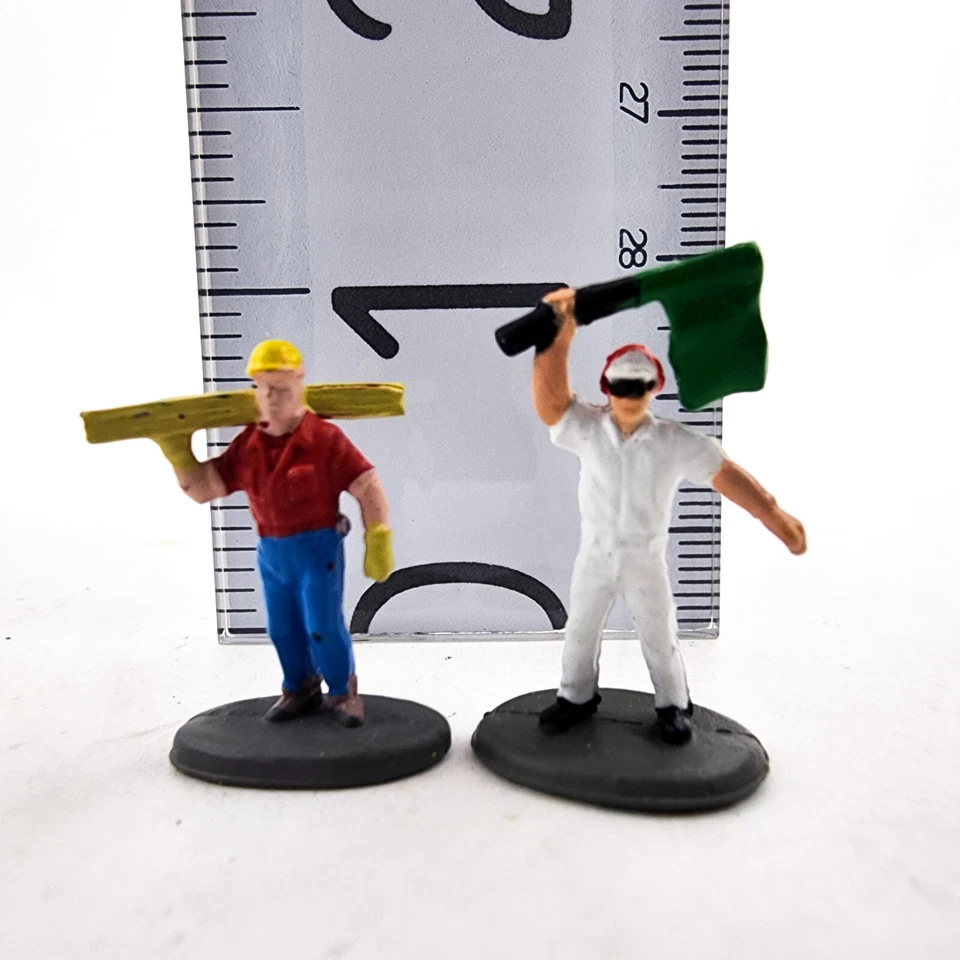 Micro Machines People Mini Figures Construction Worker 1995 & Flag Man 1996 - Image 2 of 4