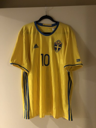 Zlatan Ibrahimovic #10 Sweden Adidas Home Soccer Jersey Shirt 16/17 NWT 2XL XXL