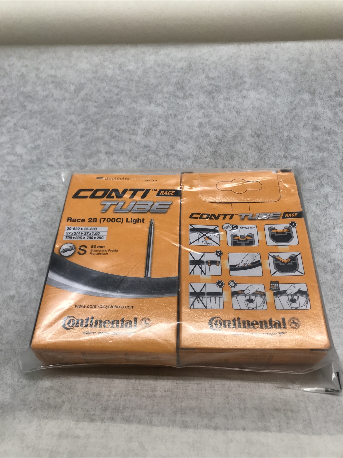 2-Pack Continental Race28 LIGHT 700 x 18-25 42mm Presta Valve Road Bike Tube