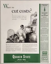 1933 Print Ad Quaker State Motor Oils Gas Station Attendant & Driver