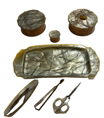 Vintage Art Deco Celluloid Vanity 7 pc Dresser Set