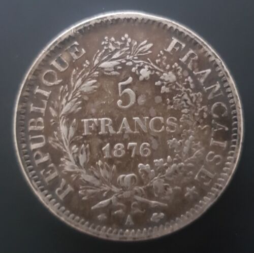 1876 A Hercules 5 Francs France Silver Coin - 第 1/2 張圖片