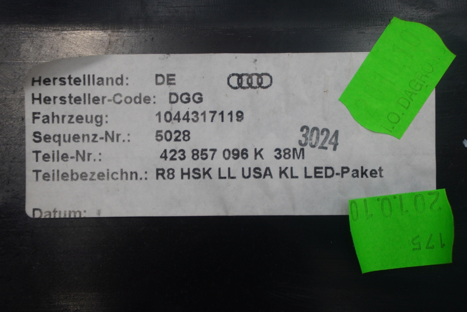 Glove Box Dash Compartment 423857104 6PS OEM Audi R8 2008-15