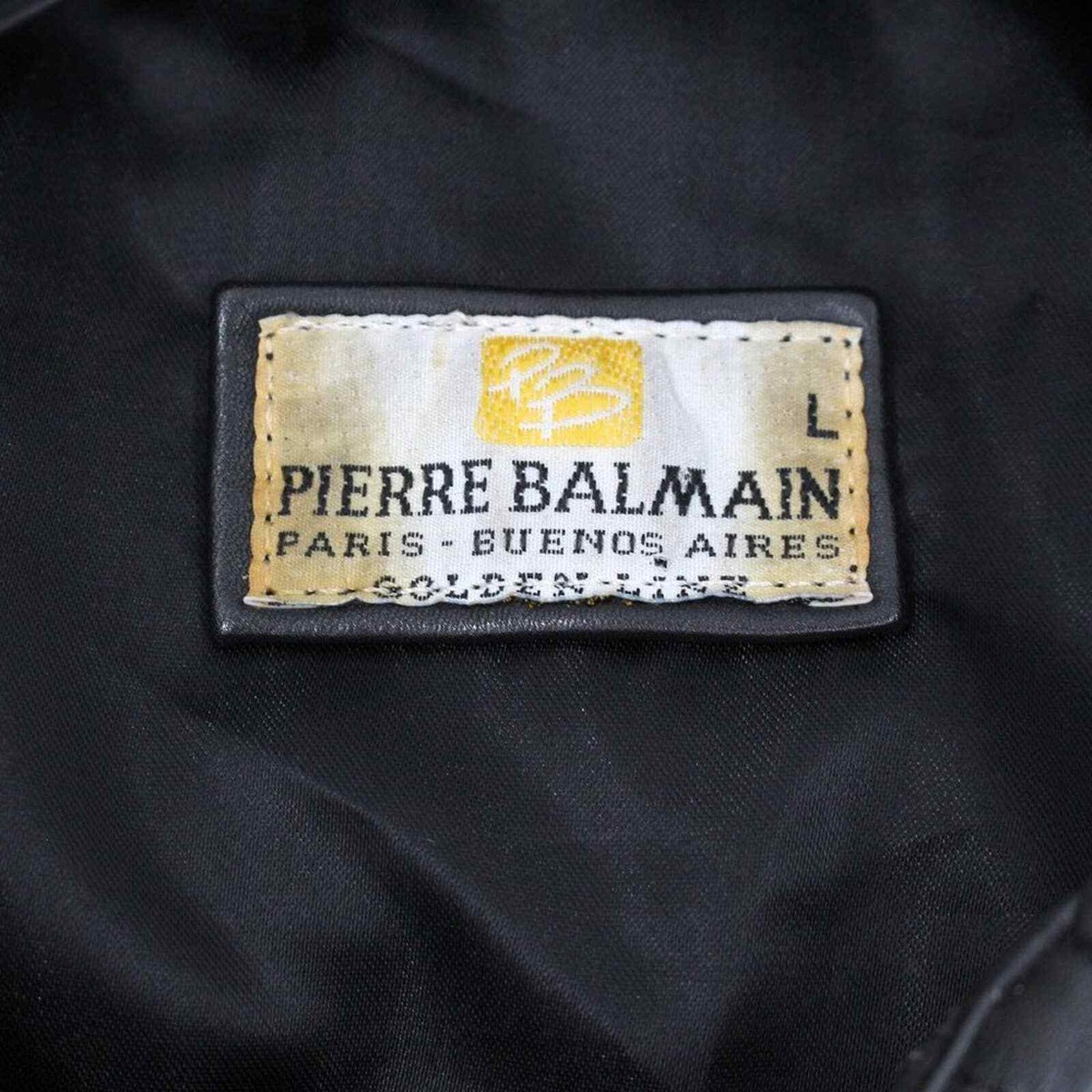 Pierre BALMAIN Golden Line Black Leather Button-Up Jacket L