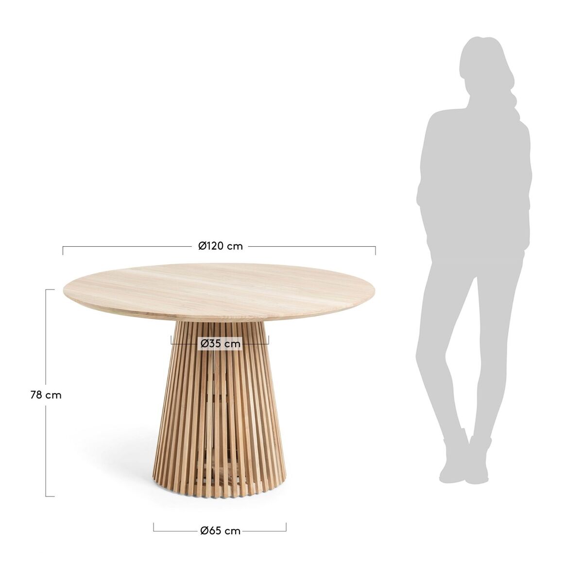 Remi Luxury Round Solid Acacia Wood Dining Table 120cm Seats 6 Scandinavian