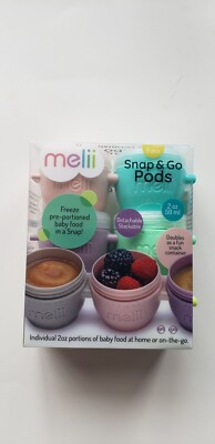 Melii NEW Snap & Go Pods Baby Food Storage Containers with lids, 2oz 6-pack