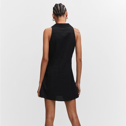 MNG Mango Cotton Blend Button Front Ramie Collared Sleeveless Dress size small - Picture 2 of 9