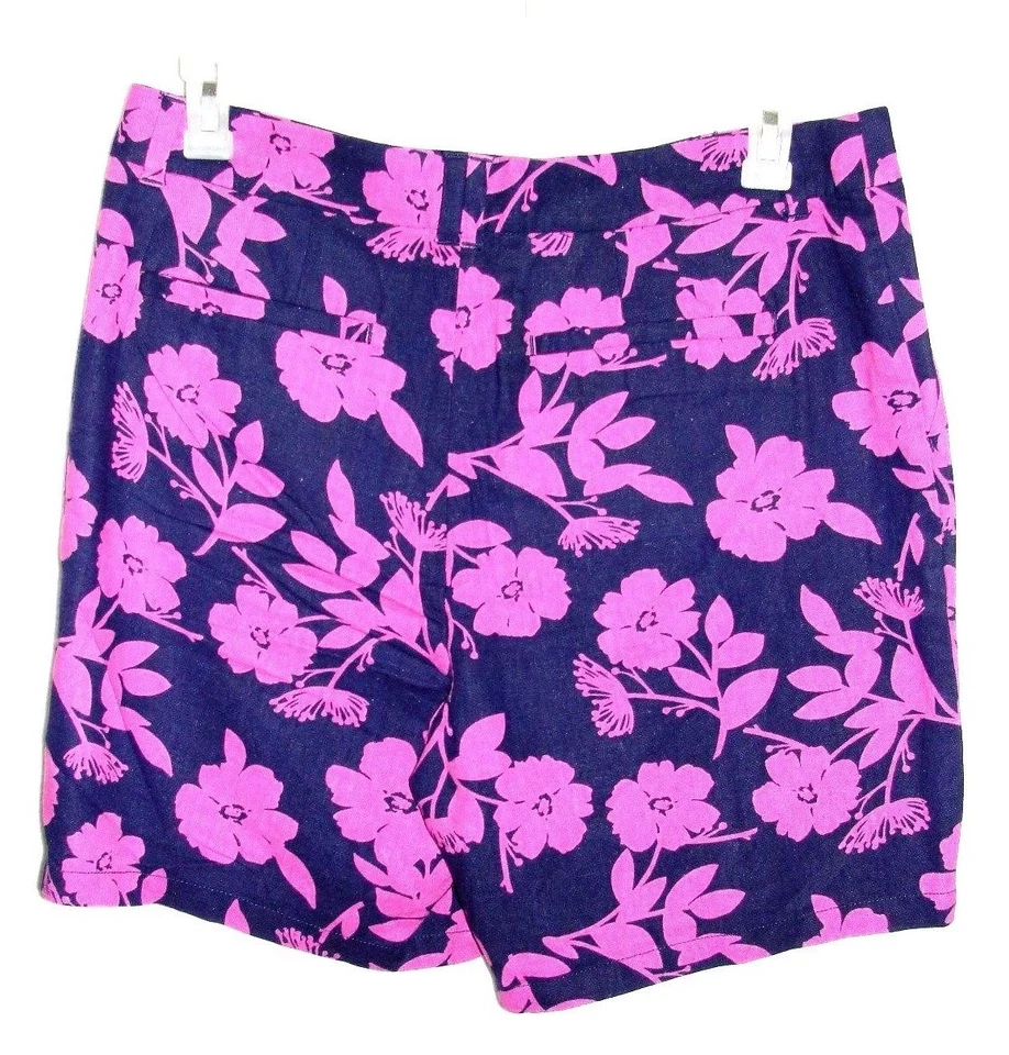 Pantalones Cortos Para Mujer Croft & Barrow Ajuste Natural Rosa Profundo Floral - Talla 14 - Nuevos Foto 2 de 2