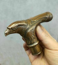 Victorian Old Bronze Hand Carved Eagle Statue Antique Cane Walking Stick Head