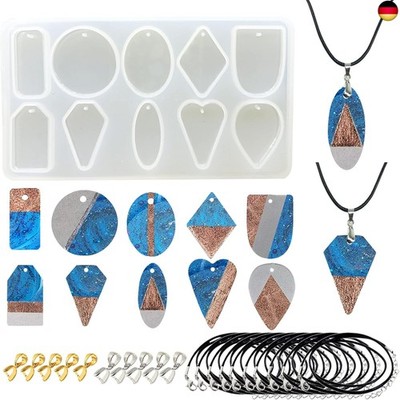 Woohome Silikonformen 1 Stück 10 Hohlräume Anhänger Geometrie Form Harz An