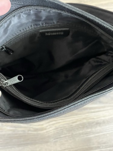 Italian Leather Crossbody Bag Black Very Soft 9.5”x9.5”x1.5” - Picture 9 of 18
