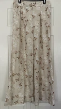 HOUSE OF HARLOW 1960 WOMEN SZ 8 WIDE LEG BEIGE FLORAL BOHO PANTS RESORT CHIC