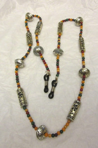 VTG Beaded Eyeglass Cord Chain Holder Necklace Silvertone