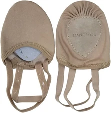 DANCEYOU Stretch Canvas Half Sole Lyrical Turners – Tan Size Small (S)