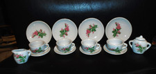 VINTAGE 15 PIECE CHILD'S PORCELAIN TEA SET WITH PINK ROSES DESIGN