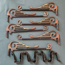 6 Rare Victorian/Art Deco Swing Arm Curtain/Drapery Rods W/ Extenders & Brkts.