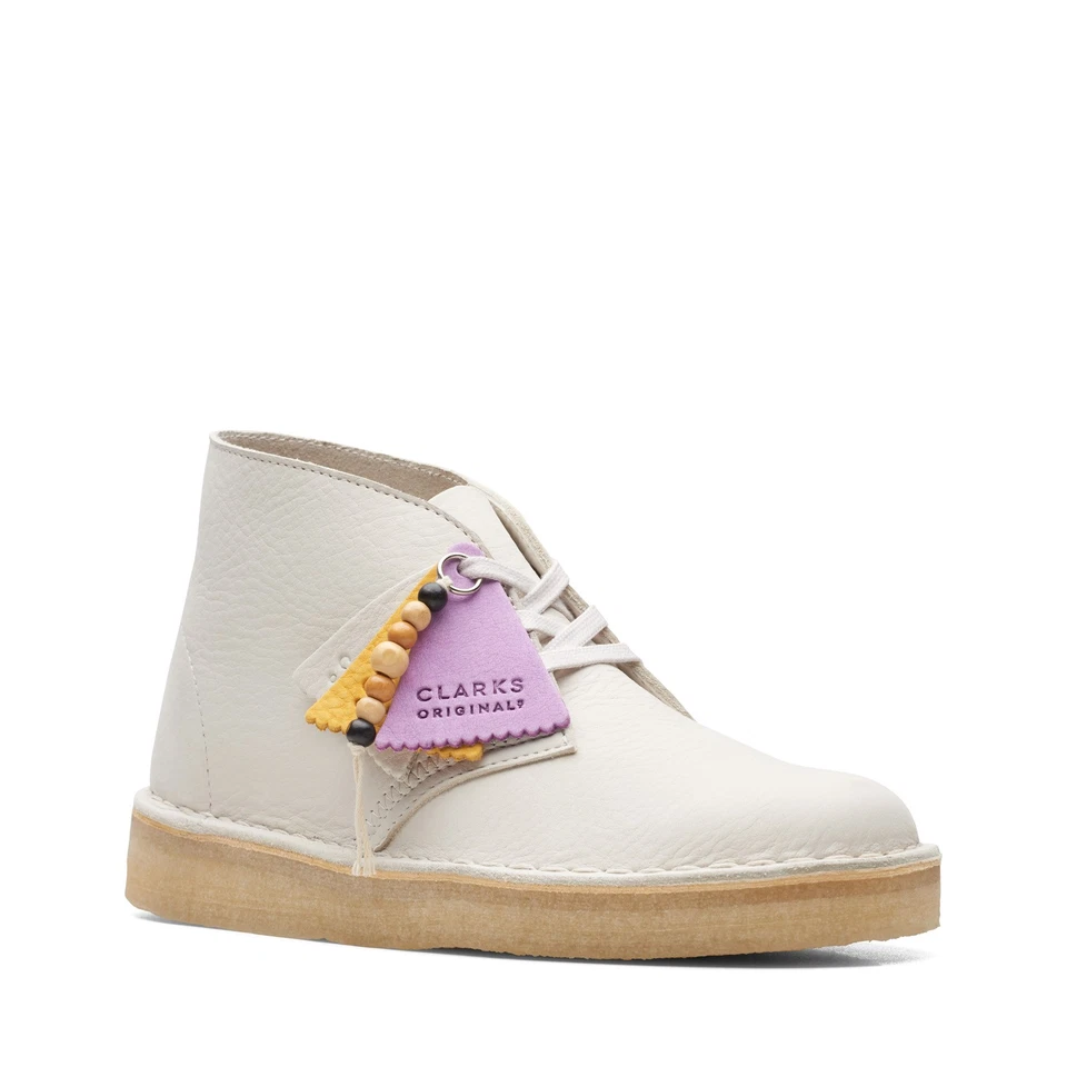 Clarks Desert Coal 26165813 Womens White Nubuck Lace Up Chukkas Boots - Image 2 of 4