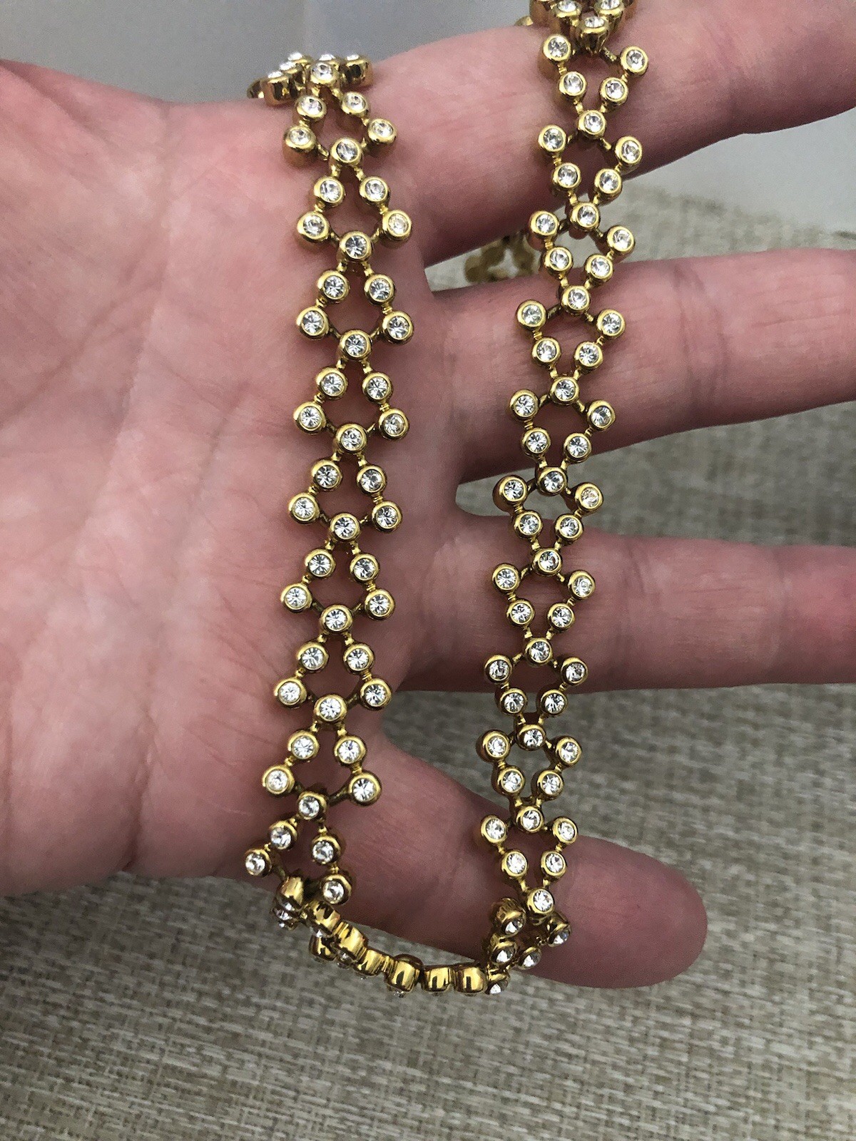 JBK Jackie Kennedy Gold Tone And Rhinestone Choker Necklace