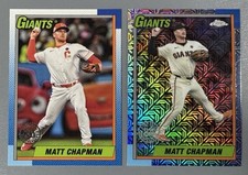 2- 2025 Topps Matt Chapman: Silver Pack Chrome Mojo Refractor, 1990 Retro Base