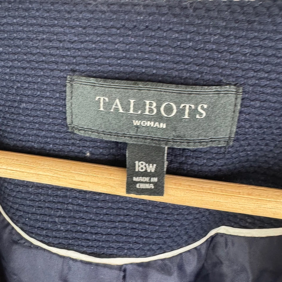 Blazer Talbots Azul Marino Texturizado Talla 18W Frente Abierto Algodón Náutico Clásico Foto 4 de 4