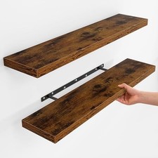 Floating Shelves for Wall, 40 Inch Long Set of 2 Rustic 40" x 8", 2 Pack Brown