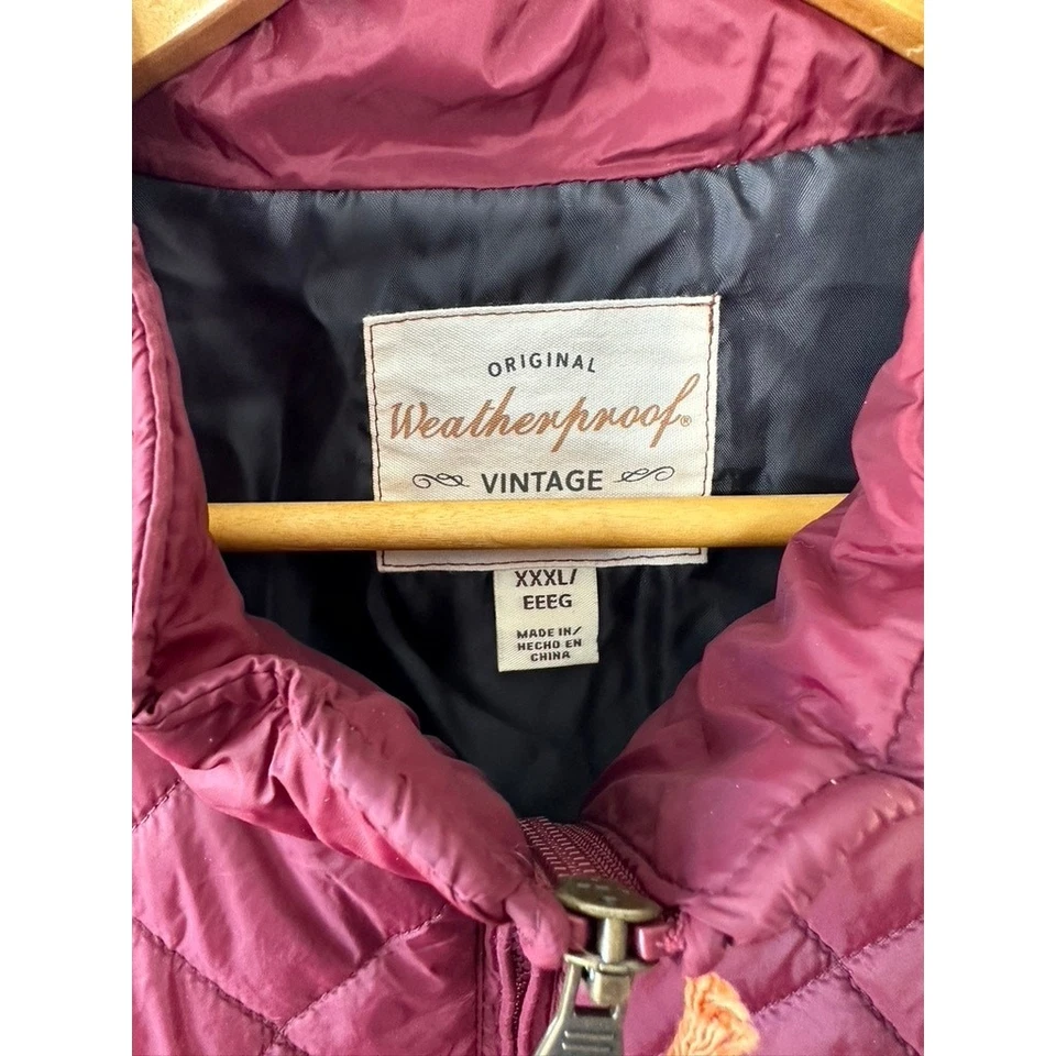 Original Weatherproof Maroon Quilted Puffer Vest Men's XXXL NEW - Image 4 of 4