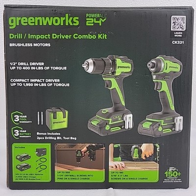 Greenworks Drill/Impact Driver Combo Kit 24V