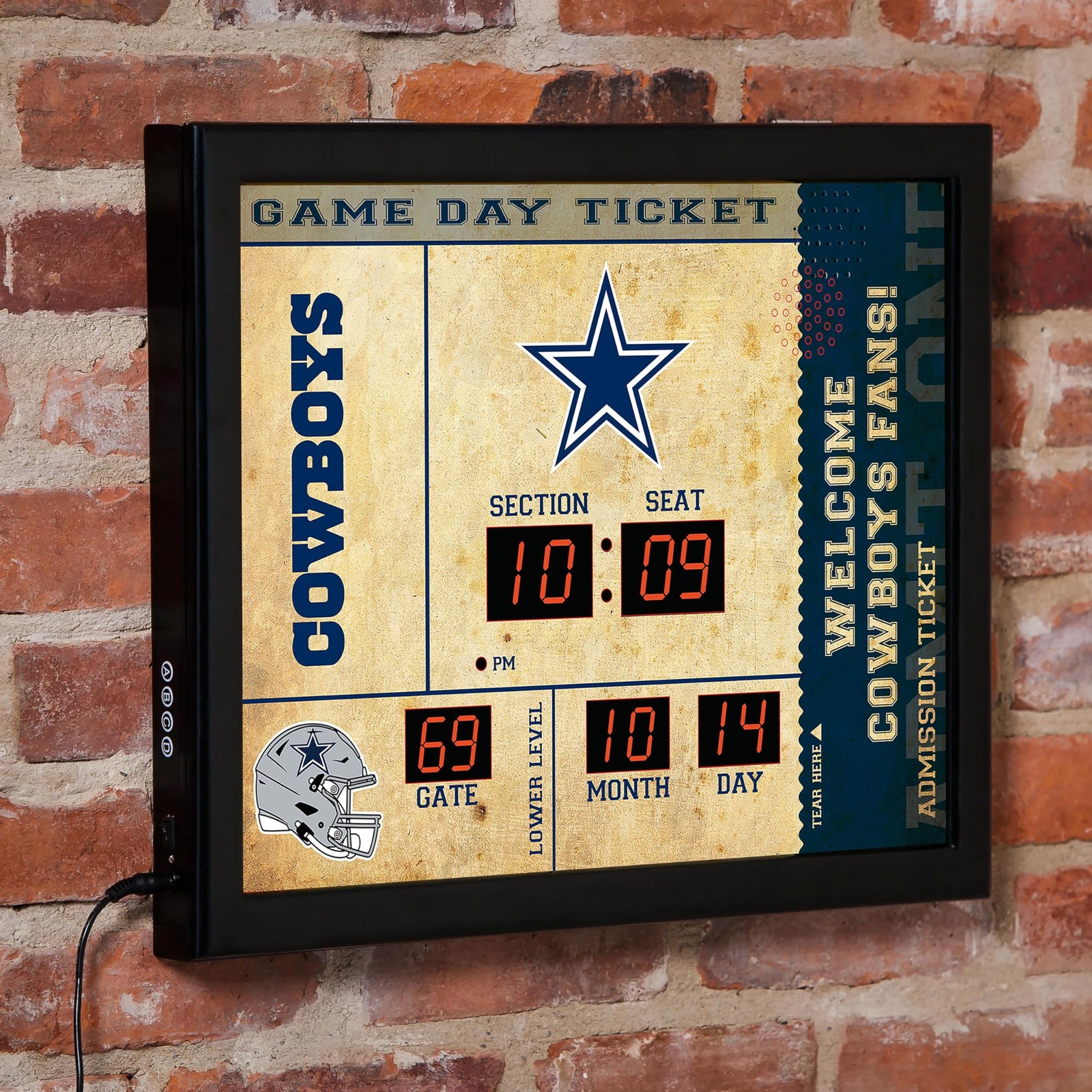 NFL Dallas Cowboys Scoreboard Digital Wall Clock with Bluetooth Speaker, Vint...