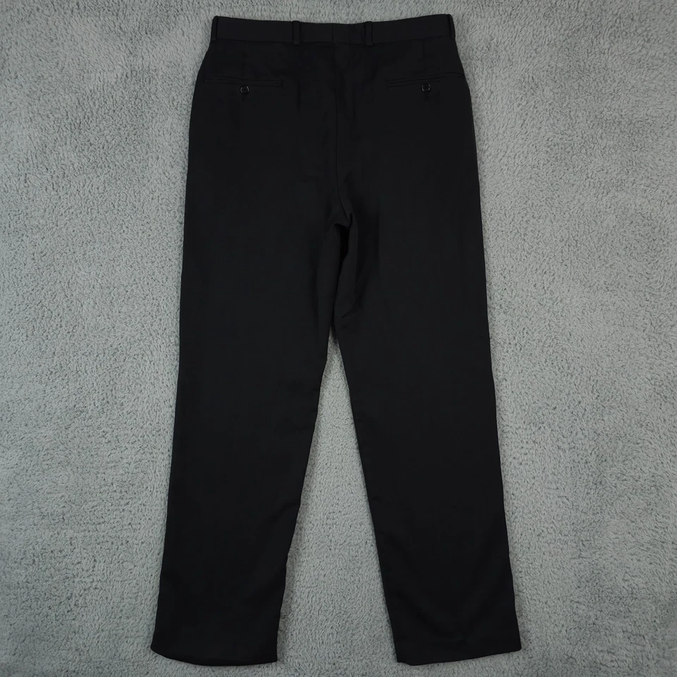 VTG Brooks Brothers 346 Pants Mens 34x32* Black Wool Flat Front Trousers Canada - Image 2 of 4