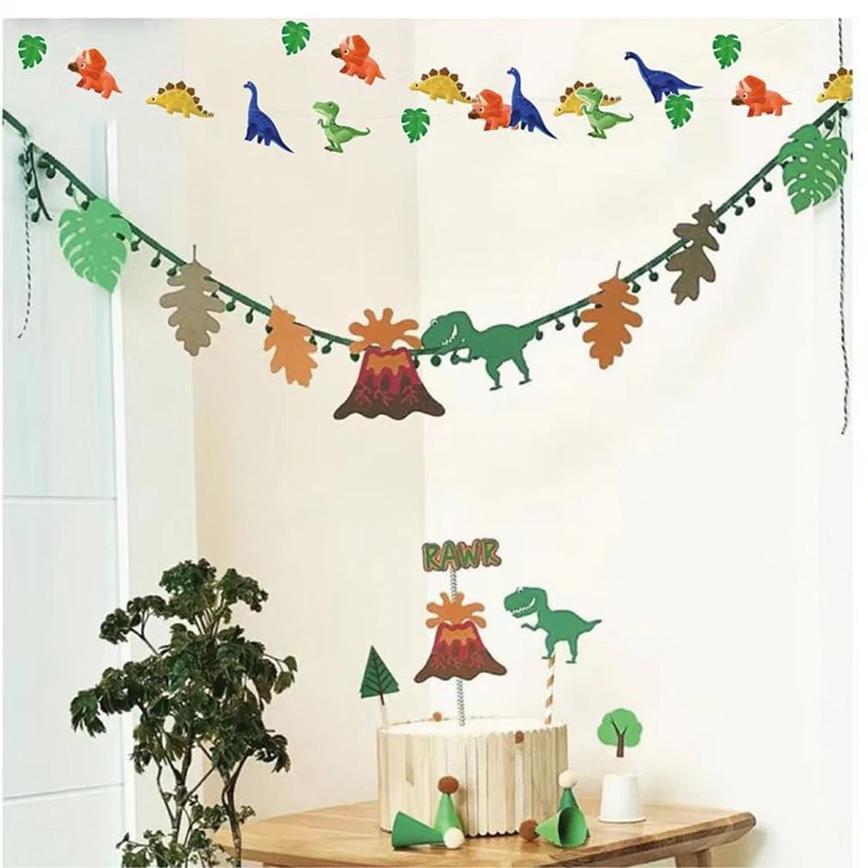 TOTIEJFJ Colorful Dinosaur Hanging Paper Decoration 4 Strings X 8.2ft Dino wi... - Image 3 of 4